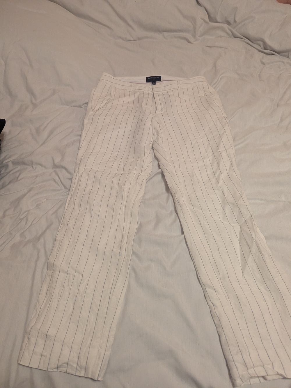 Banana Republic White Pinstripe Chinos for Women